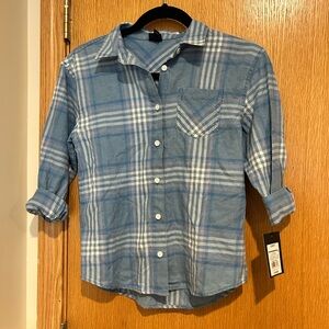 art class Light Blue Plaid Casual Button-Down Shirt
